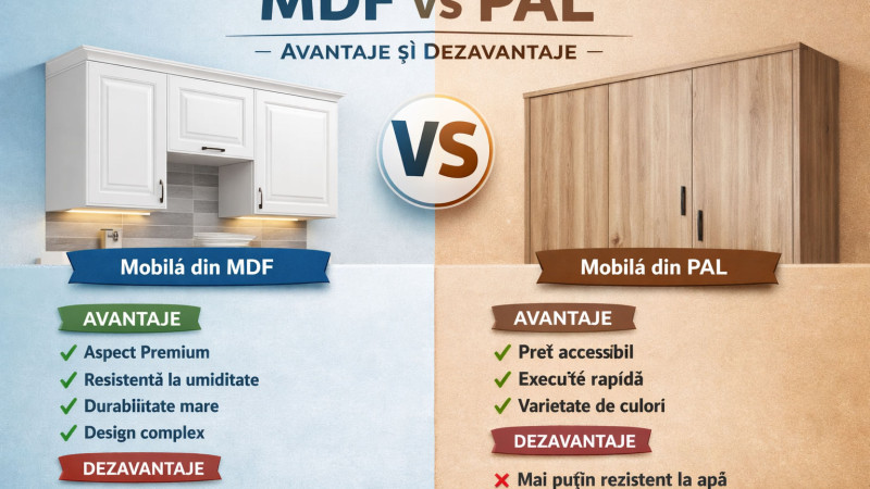 Mobilă din MDF vs. PAL – Avantaje și dezavantaje explicate pe înțelesul tuturor
